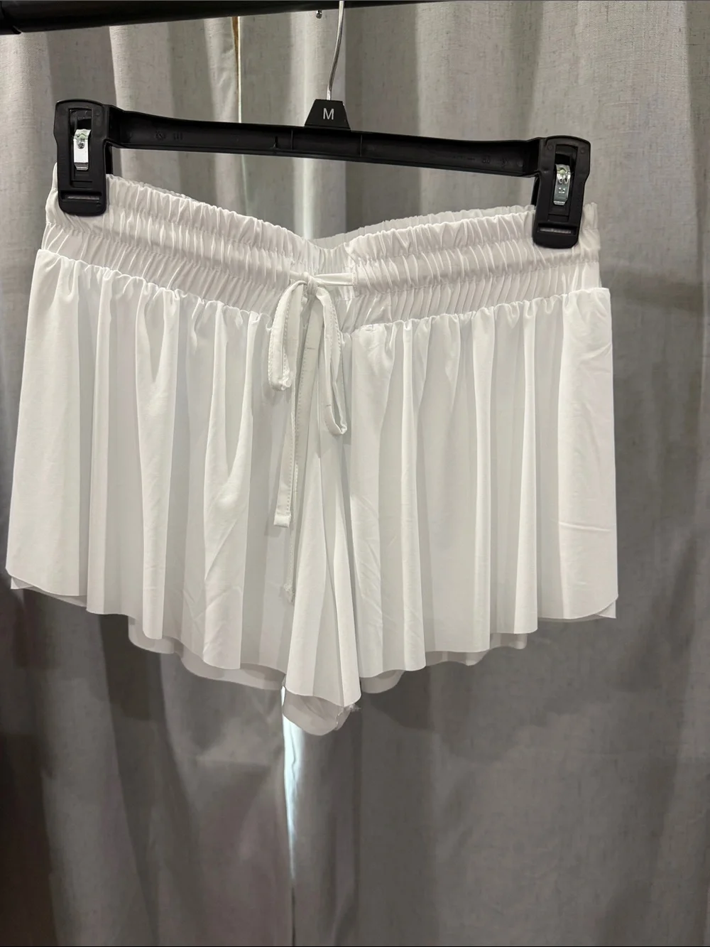 Girls' White Pleated Skort with Elastic Drawstring Waist
